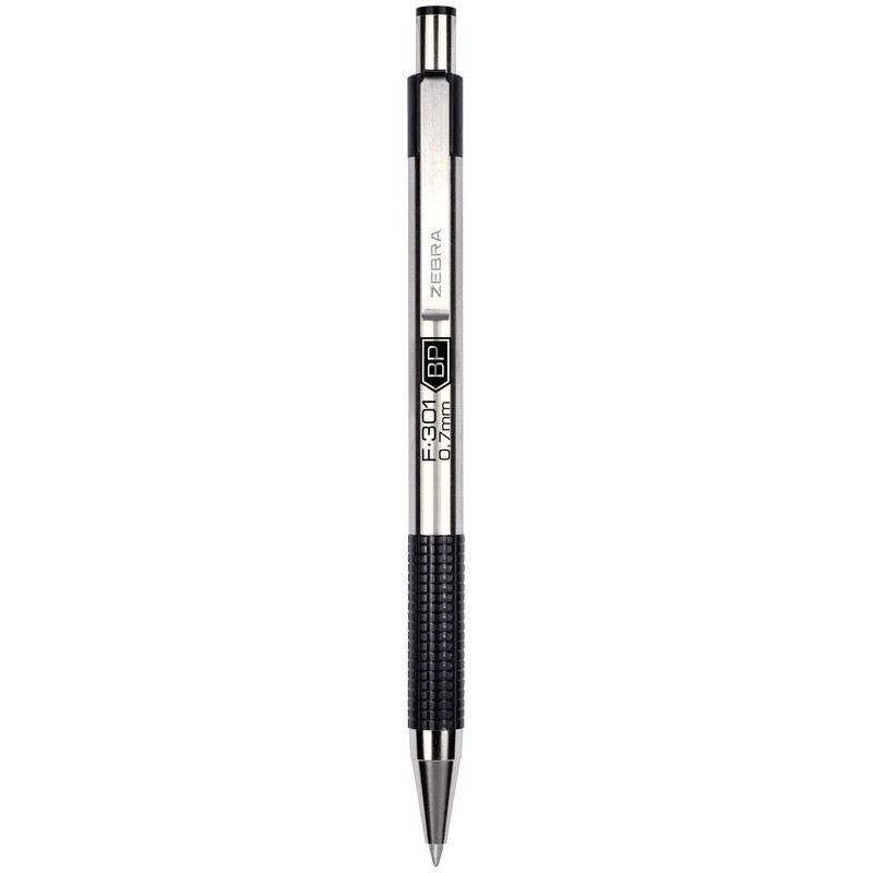 Zebra Pen F-301 Ballpoint Fine Point 0.7mm, Black Easy-Glide Ink,