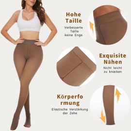 Lnmyic Thermal Tights for Women, Tights Women's Winter, Lined Tights, Transparent coffee, 220 g, for 5 ~ 20 °C