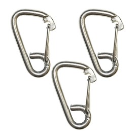 simPLEISURE qb500147d03n0 Stainless Steel Spring Hook, D-Shaped Carabiner Type, 5 Sizes, Snap Hooks, Multi-functional, Fall Prevention, 4.7 inches (120 mm), Set of 3