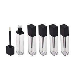 6Pcs 7ml Square Lip Gloss Tube Containers with Rubber Stopper and Wand Applicator Empty Refillable Clear Plastic Lipstick Tube Lip Balm Bottles Vials DIY Container Jar for Lipstick Samples Lip Oil