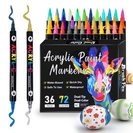 GOTRUST 72 Colours Acrylic Paint Pens, Rock Painting Pens Dual Tip, Waterproof, Non Toxic, Quick Dry Colouring Brush Pen, Water Based Acrylic Markers for Adults Students