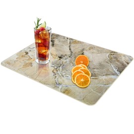 VSAR House Tempered Glass Cutting Board for Kitchen, 16"x12" Glass Cutting Board with Design, Anti-Slip Feet, Dishwasher Safe, Heat Resistant, Scratch Resistant, Warm Brown