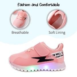PATPAT Toddler Shoes Kid Shoes with LED Light Up Shoes Shiny Toddler Sneakers Girl Shoes Light Up Shoes for Girls Boys for Christmas Birthday Children Show Gift 5.5-Pink