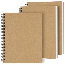 Dynta Large Spiral Notebooks 8.5 "x 11" Lined 3Pcs College Ruled Journals for Work, School And Travel, Good for Students and Office, 160 Pages/80 Sheets with 100 GSM Lined Paper(Kraft Brown)