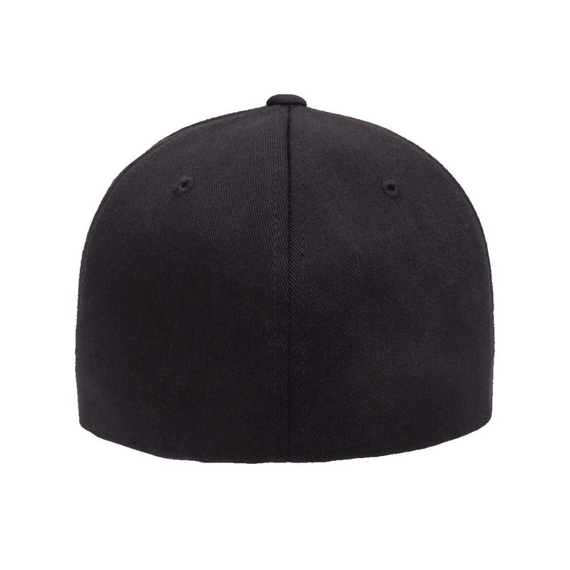 Flexfit 6277 Wooly Combed Athletic Baseball Fitted Hat Cap Black