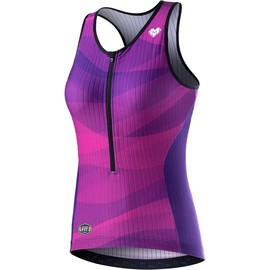 MY KILOMETRE Womens Triathlon Top Tri Singlet Racerback Performance Triathlon Top with Back Pockets