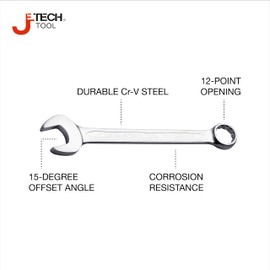 Jetech 1-1/4 Inch Combination Wrench - Industrial Grade Spanner with 12-Point Design, 15-Degree Offset, Made with Durable Chrome Vanadium Steel in Sand Blasted Finish, Forged, Heat-Treated, SAE