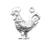 Sterling Silver 3D Rooster Chicken Bird Charm With Great Feather