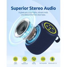 Portable Bluetooth Speaker, Powerful Loud Sound Wireless Speaker, Bluetooth V5.3, IPX5 Waterproof, TWS Pairing, Small Speakers for Outdoor Home Party Beach Shower, Holiday Birthday Electronics Gift