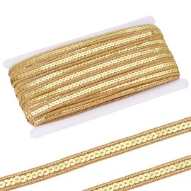 PH PandaHall 32.9 m Golden Sequin Ribbon Trim 13 mm Sequins Braid Trim Glitter Ribbon Sequins Lace Trim for Sewing DIY Crafts Costume Home Decoration
