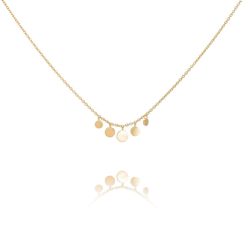 Pernille Corydon Gold Mini Coins Necklace Brushed Surface Link Chain