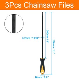Cjueiom 3Pcs Chainsaw File, 5.2mm (13/64 Inch) Round Sharpening File with Plastic Handle, Chainsaw Sharpener File for Sharpening Chain Saw
