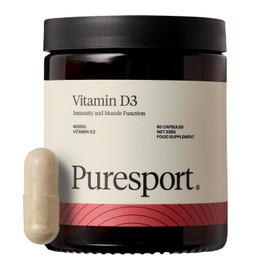 Puresport 4000IU Vitamin D3+K2 (60 Day Supply), High Strength Vegan Supplement for Immune Support, Bone & Heart Health, & Muscle Recovery, Marine Algae Sourced, Easy-Swallow Capsules