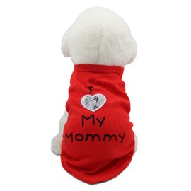 Small Dog Clothes Puppy Shirt I Love My Mom Mommy Dad Daddy T Shirts for Dogs