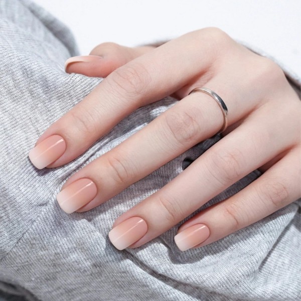 Ombre Press On Nails Short, Vneffabler Acrylic Nails Square Press