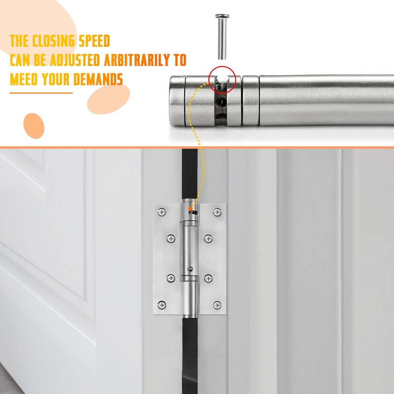 OUNONA Heavy Duty Automatic Self Closing Spring Hinges Stainless Steel