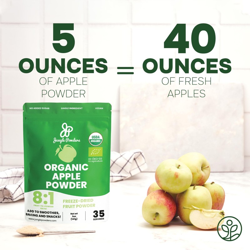 Jungle Powders Organic Apple Powder 5 Ounce Bag Apple Extract