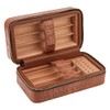 Wood Portable Travel Outdoor Cigar Humidor PU Leather Cigar Storage