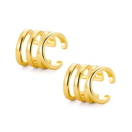 ALEXCRAFT Gold Ear Cuff No Piercing Chunky Cuff Earrings Climbing Wide Non Pierced Hoop Earrings Top Ear Fake Waterproof Thick Band 14k Gold Plated