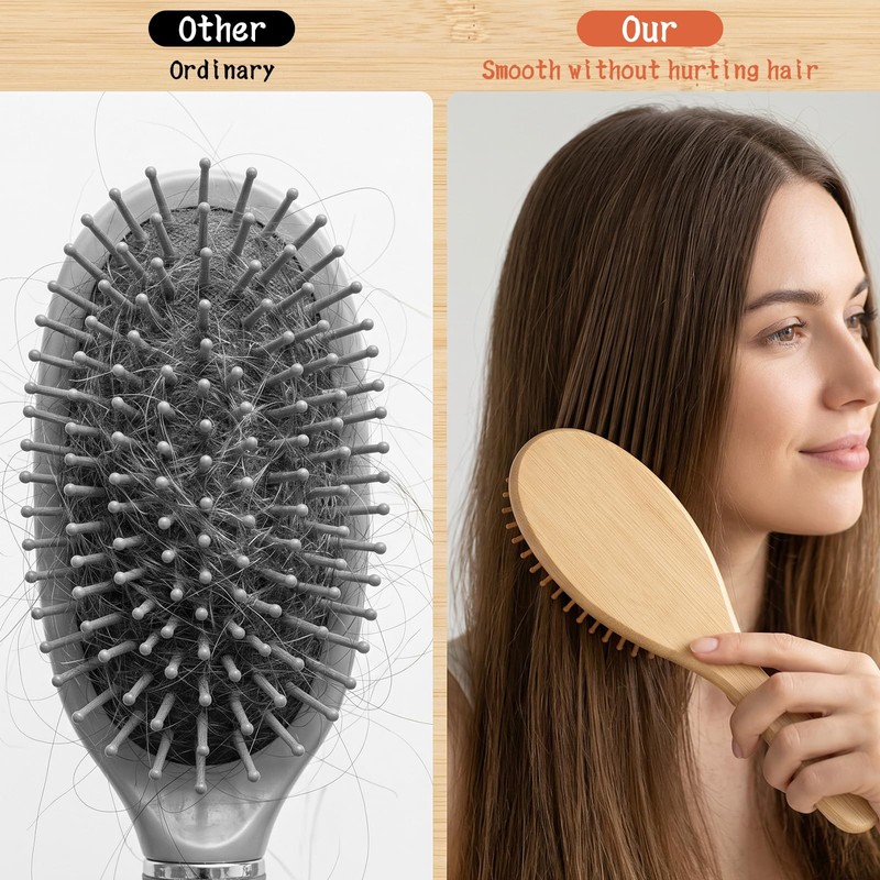 20 Pcs Wooden Hair Brush Bulk, Anti-Static
