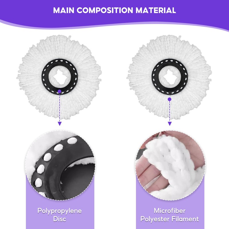 Mop Heads Replacement, 5 Pcs Round Mop Head, Universal Spin