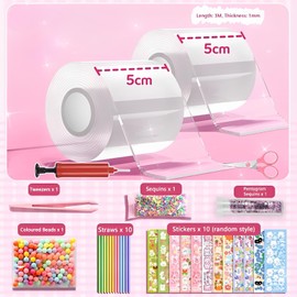 Nano Tape Bubbles Set for Children, 2 Rolls of Colourless Bubble Tape, Nano Tape Bubbles, Bubble Tape, DIY Craft Ideas for Bubbles, Double-Sided Tape for Homemade Balls, Nano Tape Ball