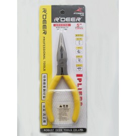 Robust Deer Tools RT501 5" Professional Carbon Steel Long Nose Plier w/ Cutter And Rubber Grip