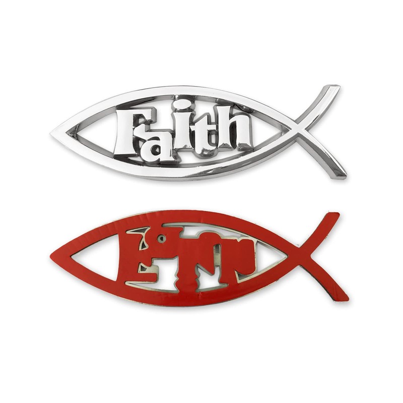 Jesus Fish Christian Car Emblem - Chrome Silver Fish Emblem
