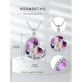 Flpruy Mother Daughter Necklace 925 Sterling Silver Crystal Mom and Daughter Necklace Mothers Day Necklace for Women Mother Daughter Jewelry Gifts for New Mom Family Women