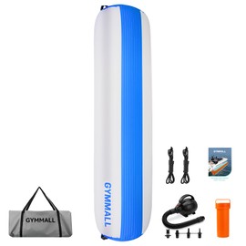 GYMMALL Inflatable Boat Bumpers for Docking Boat Fenders with 600W Electric Pump, 5FT Heavy Duty PVC Dock Bumpers Fenders 1 Pack for Fishing Boats, Jet Skis, Yachts, Floating Dock - Blue Gray