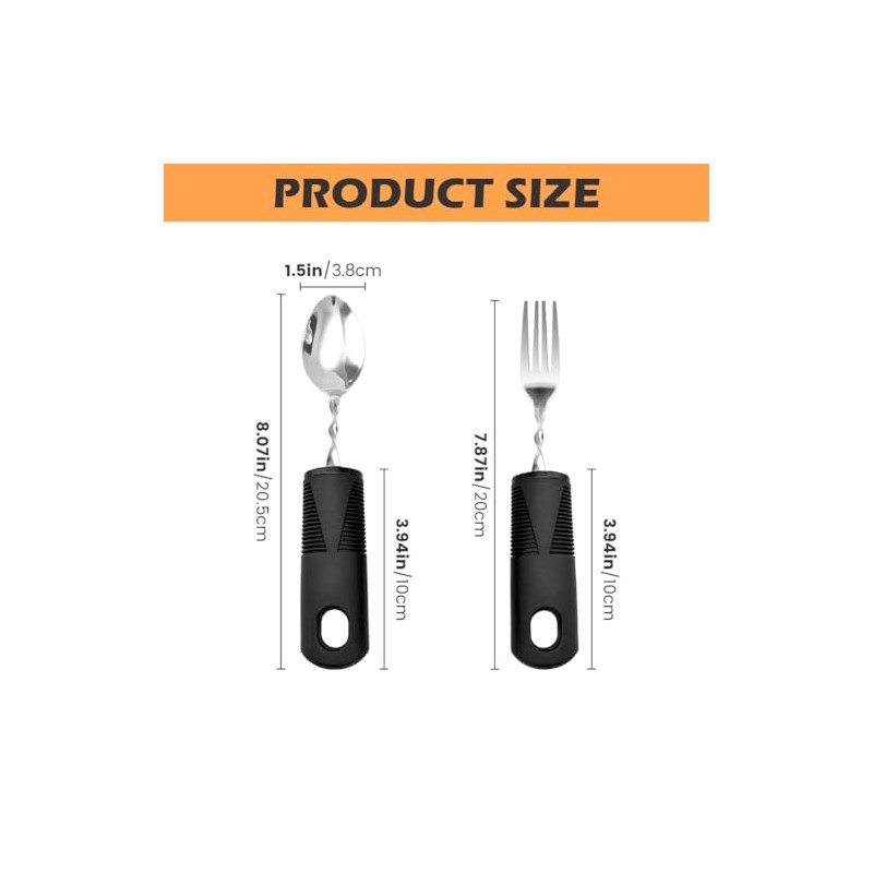 Parkinson Cutlery with Thick Handle, Cutlery for Parkinson Seniors Disabled,