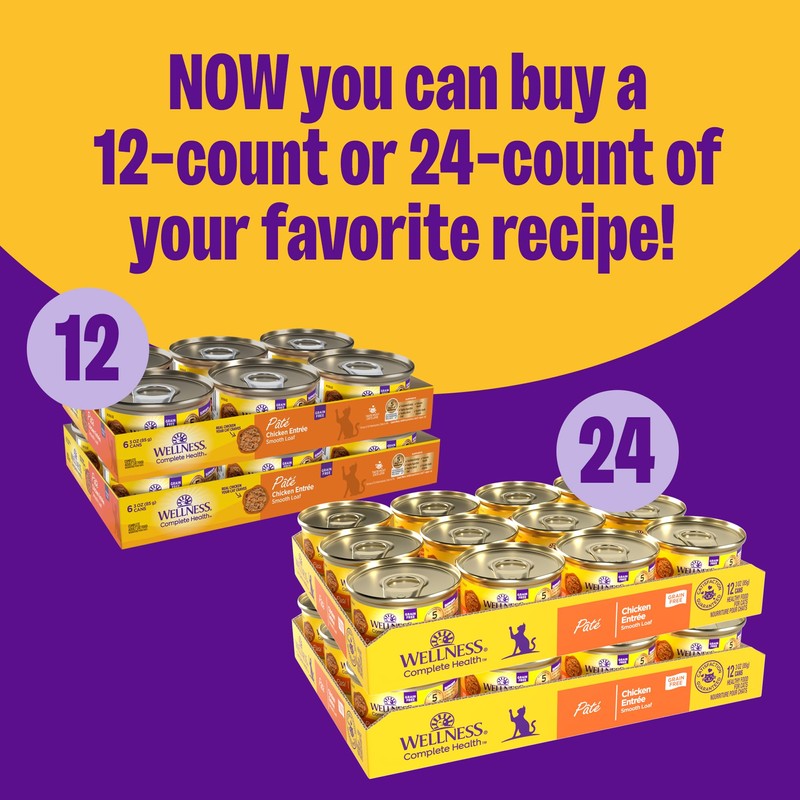 Wellness Complete Health Pate Adult Wet Cat Food, Natural, Protein-Rich,