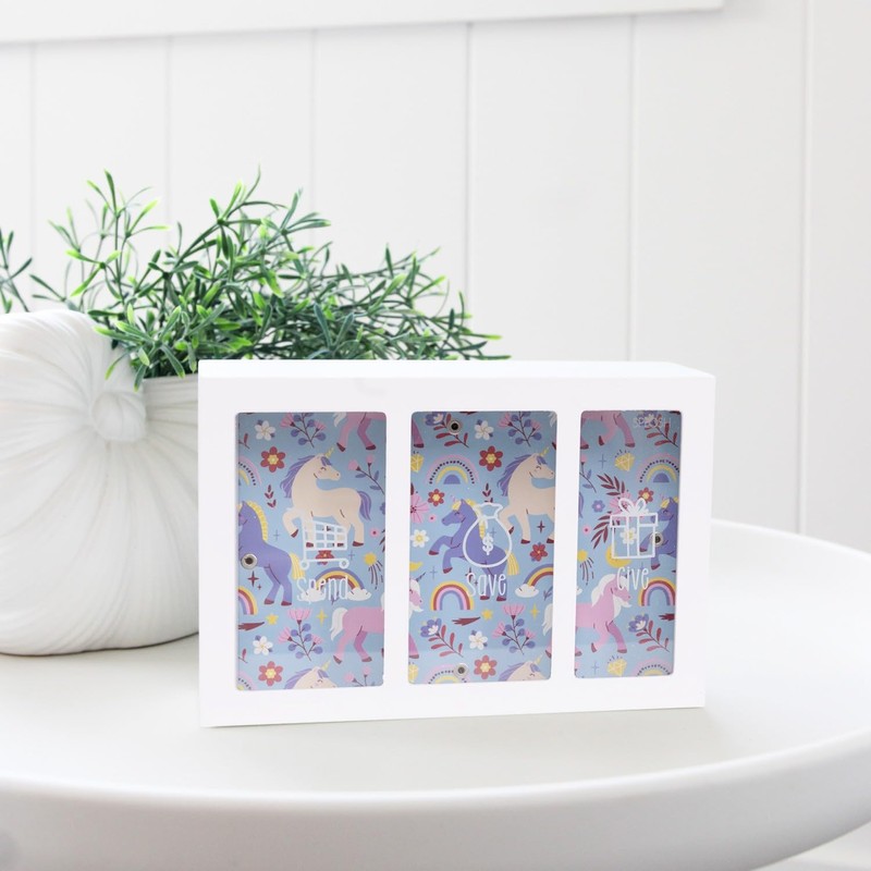 Splosh Kids Unicorn Spend Save and Give Money Box, 20.5