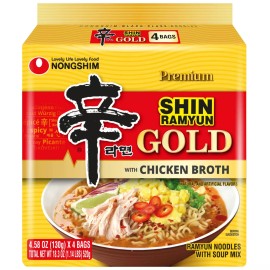 Nongshim Shin Gold Spicy Chicken Broth Ramyun Premium Noodle Soup Pack 8 Count