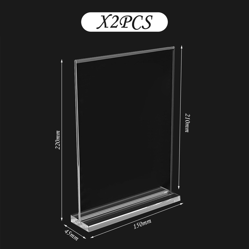 2 Pieces Table Stand, Acrylic Photo Stand, Vertical Desktop Stand,