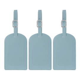 PATIKIL Luggage Tags for Suitcases, 3 Pack Premium PU Leather Baggage Tags Privacy Protection Luggage Identifier Travel Bag Labels, Light Blue