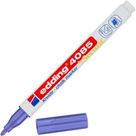 edding 4085 chalk marker - purple-metallic - 1 chalk pen - round nib 1-2 mm, fine-nib wet wipe pen for chalkboards, windows,glass,mirrors - liquid chalk marker pens for opaque coverage
