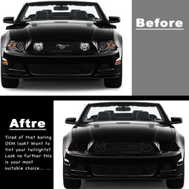 iwannachange Fit for Ford Mustang 2015 2016 2017 Precut Vinyl Overlay Tint Kit Complete Full Taillight and Headlight with Gloss Dark Smoke Wrap Cover Vinyl Decals Film Accessories