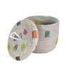 African Fair Trade Handwoven Lidded Shelf/Table Basket from Senegal, White