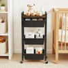 3 Tier Rolling Utility Cart with Drawer, Plastic Drawer Storage