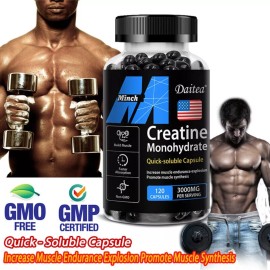 Creatine Monohydrate - 120 Capsules - Supports Muscle Growth - Pure Creatine