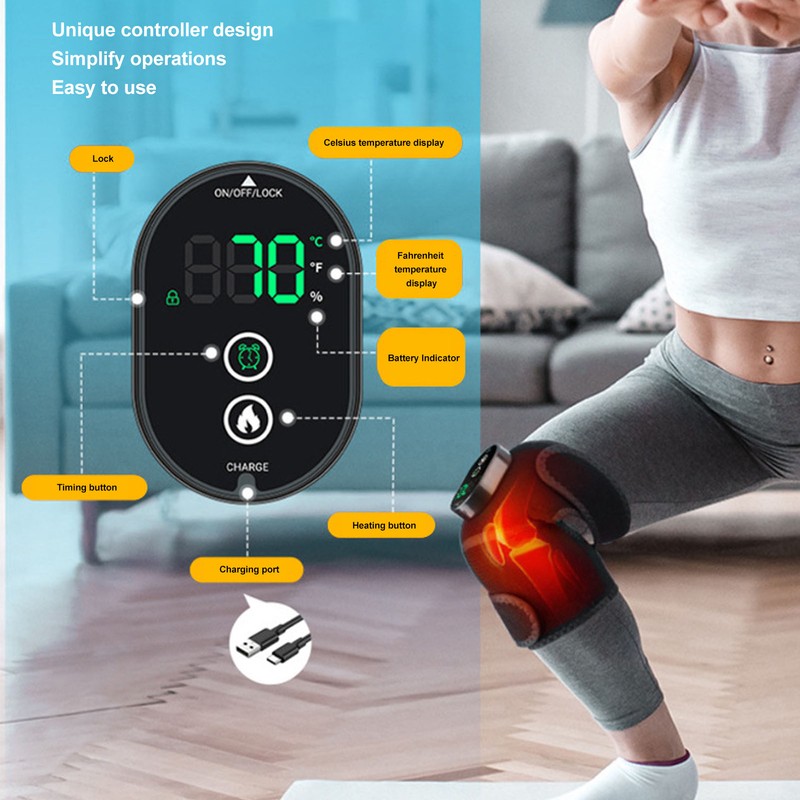 Heating Knee Massager Temperature Time Adjustable Alleviate Pain Pressure Swelling