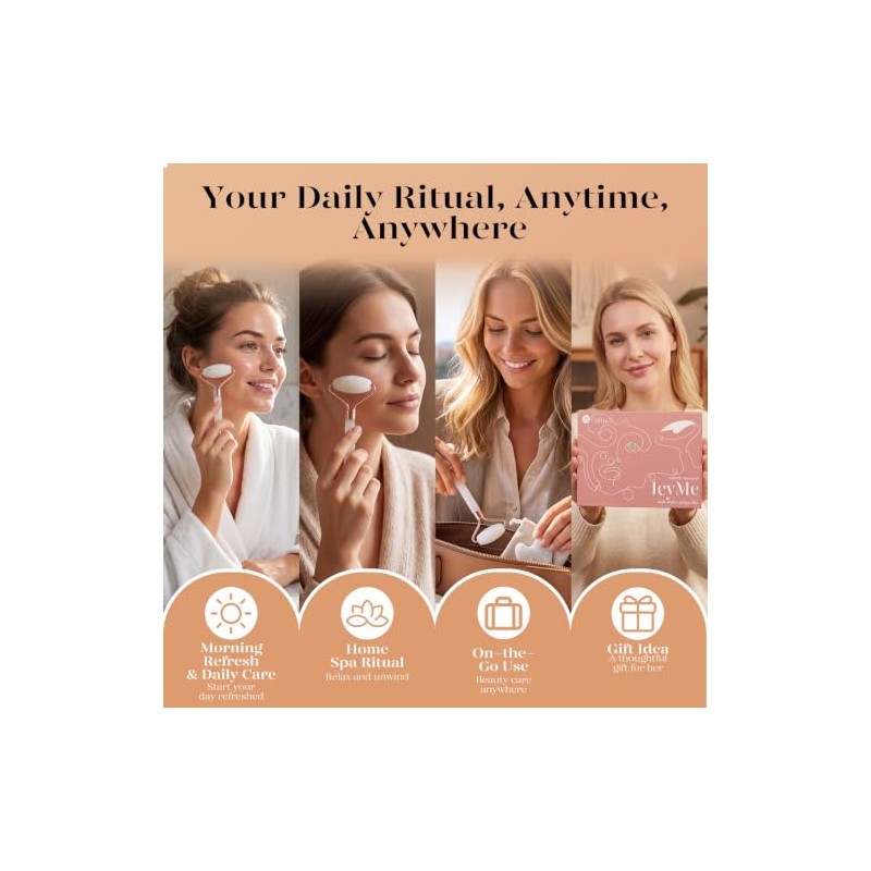 BAIMEI Face Roller & Gua Sha Set, Jade Facial Roller