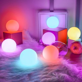 YESIE 8Packs Rechargeable Floating Pool Lights, 3-Inch LED Balls, Fast Charging, 150°F Durable Orb, Remote Control, 12hrs Working Time, 3 Timers, Inground/Above Pool Accessories, Aesthetic Room Décor