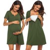 Ekouaer Womens, Labor/Delivery/Maternity/Nursing, Short Breastfeeding Nightgown Nightshirt for Hospital, Green,