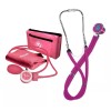 Checkateck Kit Baumanometro Aneroide Rosa +estetoscopio Doble Campana Color
