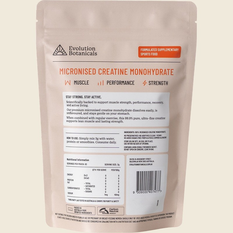 Evolution Botanicals Micronised Creatine 250g