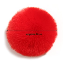 Furling Pompoms DIY Pack of 12 Faux Fur Pom Poms for Hats Soft Knitting Accessories (Red, 8cm)