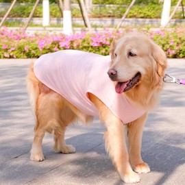 ANIAC Pink XL Dog Shirt for Girl Boy Solid Cotton Dog T-Shirt Summer Basic Tank Top Breathbal Sleeveless Doggy Vest Cooling Pet Clothes for Large Breed 85-110 LB (Pink1, 8XL)