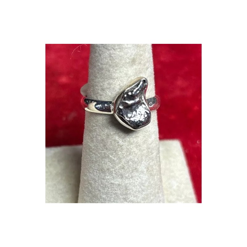 Natural Creations Sterling silver ring size 7 Meteorite Raw